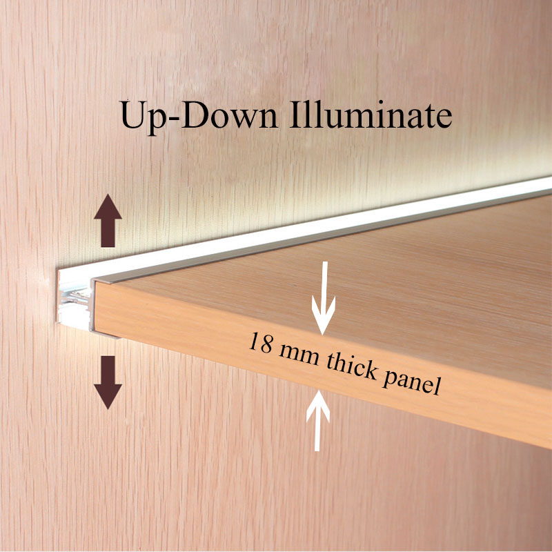 Cabinet LED Light Diffuser Aluminum Channel For 15mm Double Row LED Lighting Strips